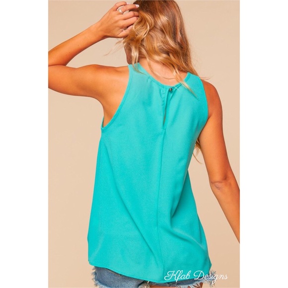 ❤️LAST! Mint Cross Halter Solid Woven Top! - Picture 7 of 7